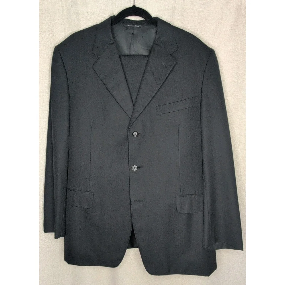 Canali Exclusive Collection Suit Mens 42R Black Super 150s Wool Italy Luxury 2pc
